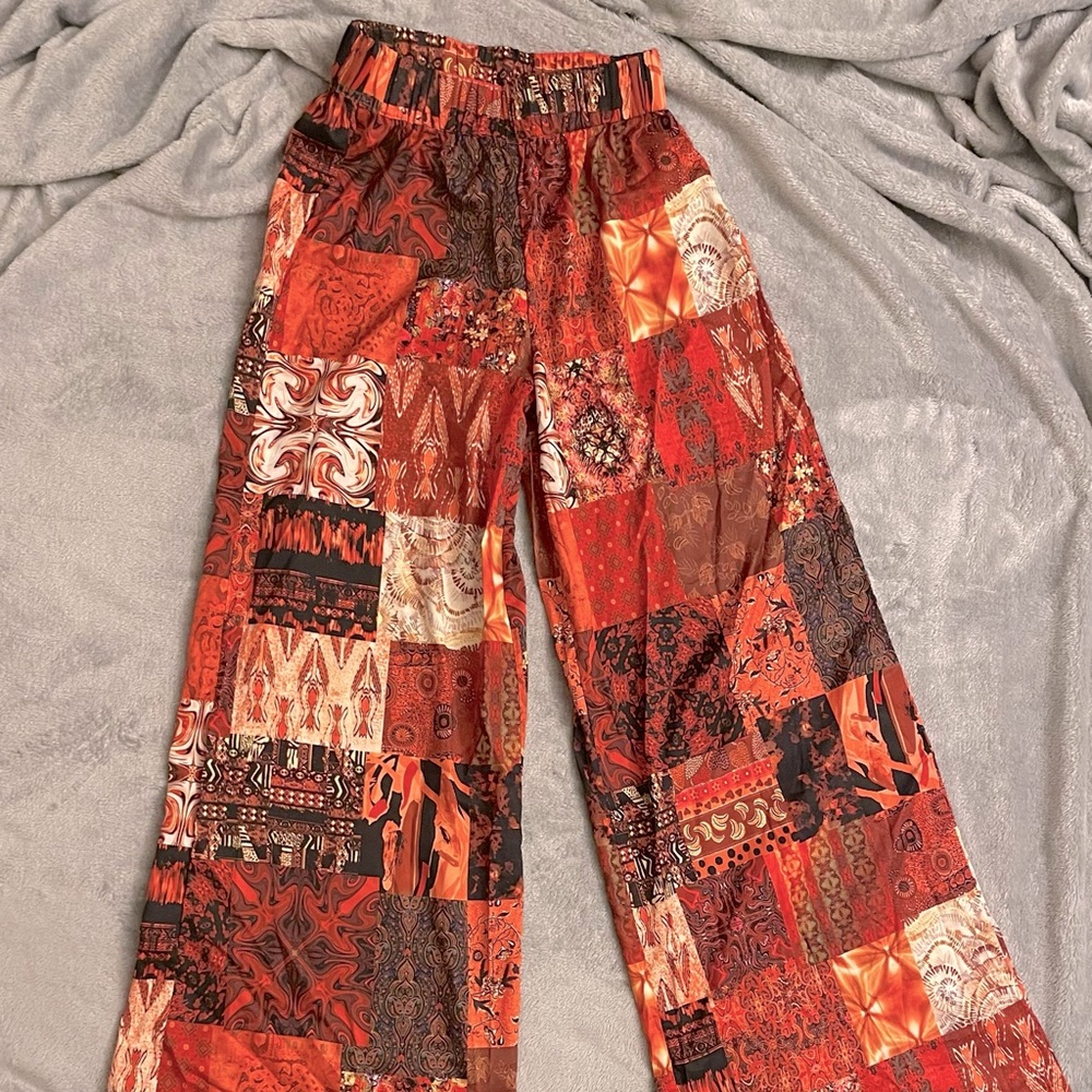 Cider boho paisley patchwork flare pants
